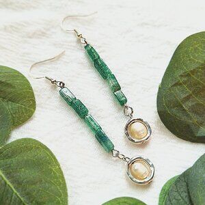 Freshwater Pearl & Tourmaline Earrings, Elegant Coastal Earrings, Beachy Bridal